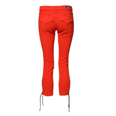 PLEIN SUD Red Mid Waist Skinny Cropped Trouser Jeans