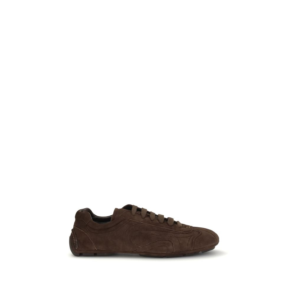 Prada Brown Lamb Ovis Aries Aries Athletic Sneakers