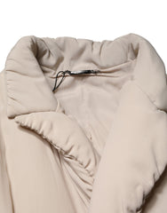 Dolce & Gabbana Beige Padded Collared Long Trench Coat Jacket