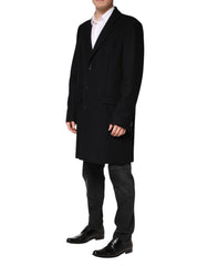 Dolce & Gabbana Black Wool Single Breasted Long Coat Jacket