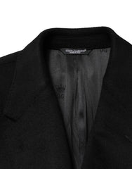 Dolce & Gabbana Black Wool Double Breasted TrenchCoat Jacket