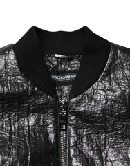 Dolce & Gabbana Black Cellulose Leather FullZip Biker Jacket