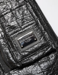 Dolce & Gabbana Black Cellulose Leather FullZip Biker Jacket