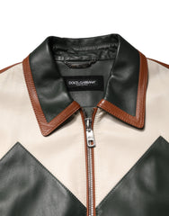 Dolce & Gabbana Multicolor Leather Full Zip men Biker Jacket