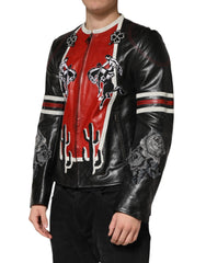 Dolce & Gabbana Multicolor Guns n' Roses Full Zip Men Biker Jacket