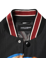 Dolce & Gabbana Black Pin Up Button Down Men Bomber Jacket