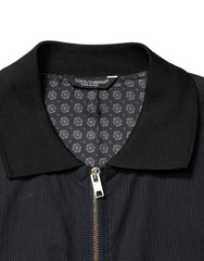 Dolce & Gabbana Dark Blue Cotton Full Zip Bomber Men Jacket