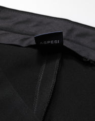 Aspesi Black High Waist Zip Straight Chino Trouser Pants