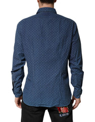 Orian 1968 Blue Button Down Long Sleeves Men Shirt