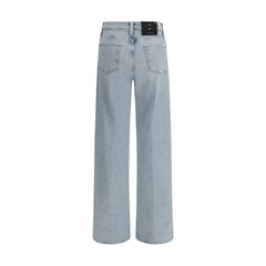 7FOR Light Blue Cotton Relaxed Fit Jeans