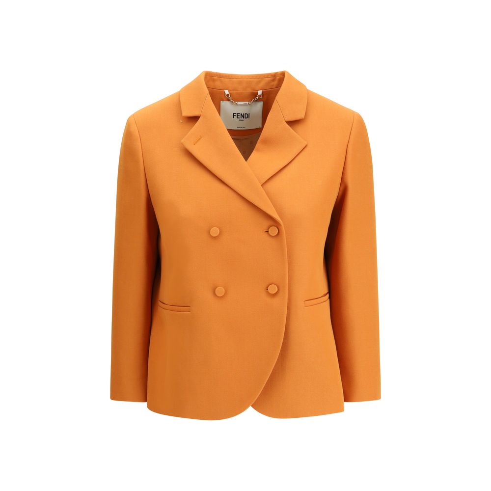 Fendi Orange Fleece Wool Blazer