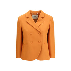 Fendi Orange Fleece Wool Blazer