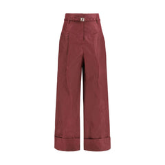 Fendi Bordeaux Silk Dress Pants