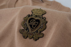 Dolce & Gabbana Beige Cashmere Crewneck Pullover Sweater