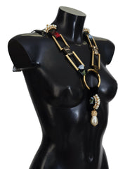 Dolce & Gabbana Elegant Gold Brass Pearl Statement Necklace