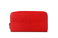 Burberry Elmore Red Embossed Logo Leather Continental Clutch Wallet
