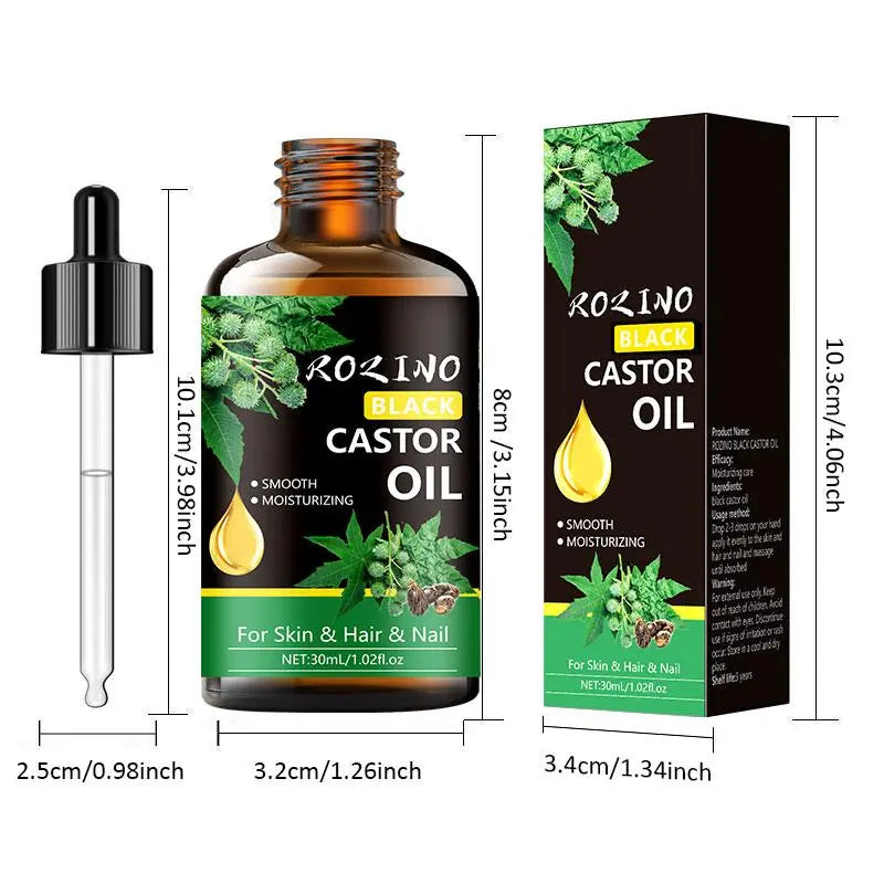 30Ml Black Castor Oil, Deeply Moisturizing Skincare Oil, Massage Oil for Whole Body, Hydrating Body Care Oil for Skin & Hair