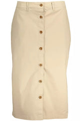 Gant Chic Beige Longuette Skirt with Classic Button Detail