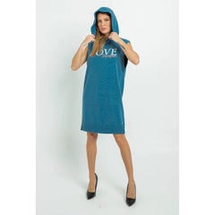 Imperfect Casual Blue Maxi Hooded Camisole Dress