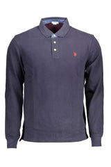 U.S. POLO ASSN. Classic Long-Sleeved Blue Polo with Elbow Patches