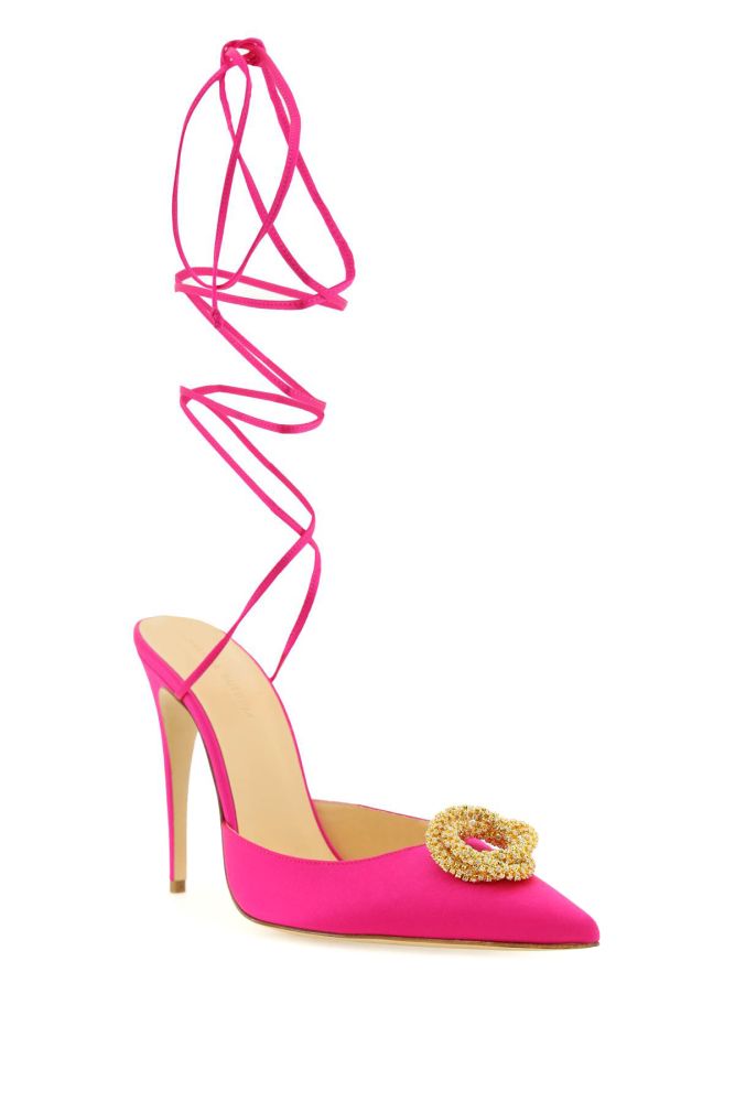 SATIN WRAP AROUND MULES