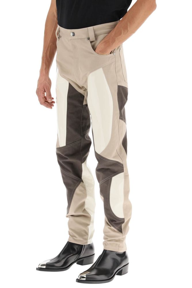 PATCHWORK PANTS IN COTTON AND VINYL