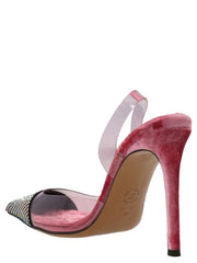 Diamond velvet slingbacks