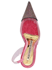 Diamond velvet slingbacks