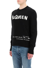 MCQUEEN GRAFFITI COTTON SWEATER