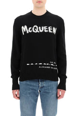 MCQUEEN GRAFFITI COTTON SWEATER