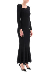 MAXI CADY DRESS WITH ASYMMETRIC NECKLINE