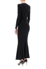 MAXI CADY DRESS WITH ASYMMETRIC NECKLINE