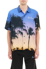 PRINTED-SATIN BOWLING SHIRT