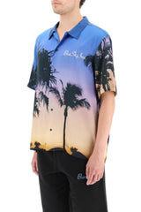 PRINTED-SATIN BOWLING SHIRT