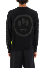 WOOL BLEND SWEATER WITH JACQUARD LOGO