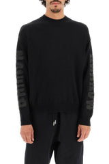 WOOL BLEND SWEATER WITH JACQUARD LOGO