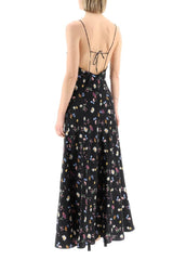 MAXI FLORAL SILK DRESS WITH V NECKLINE