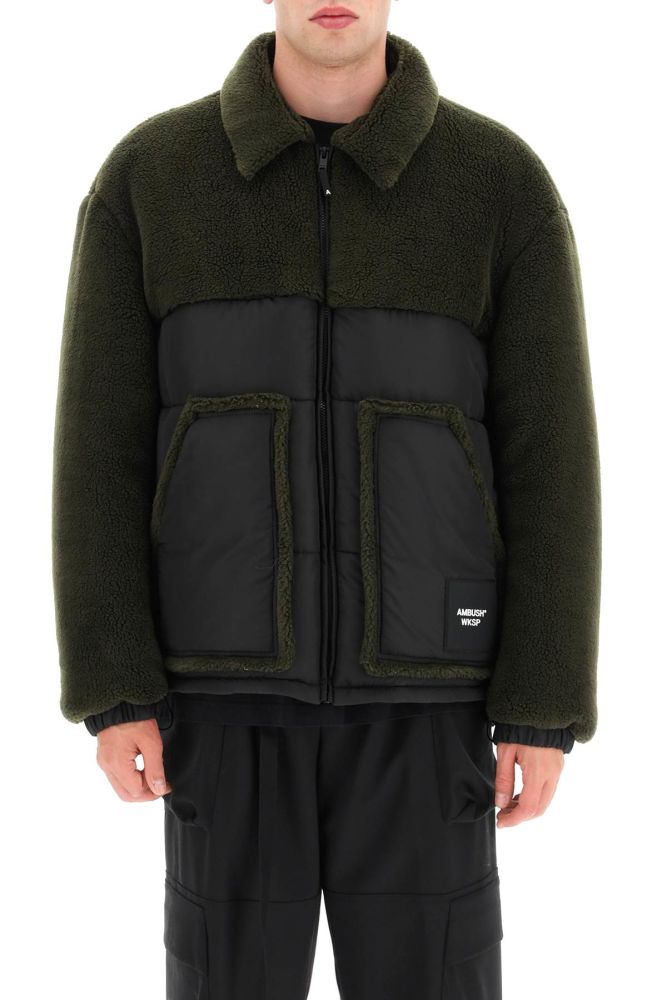 TEDDY AND NYLON SHORT DOWN JACKET