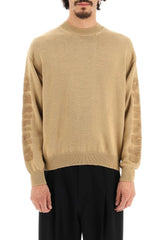 WOOL BLEND SWEATER WITH JACQUARD LOGO