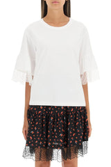 T-SHIRT WITH LACE SLEEVES