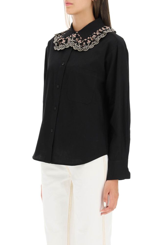 SHIRT WITH EMBROIDERED COLLAR