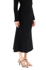 RIBBED STRETCH KNIT MIDI SKIRT