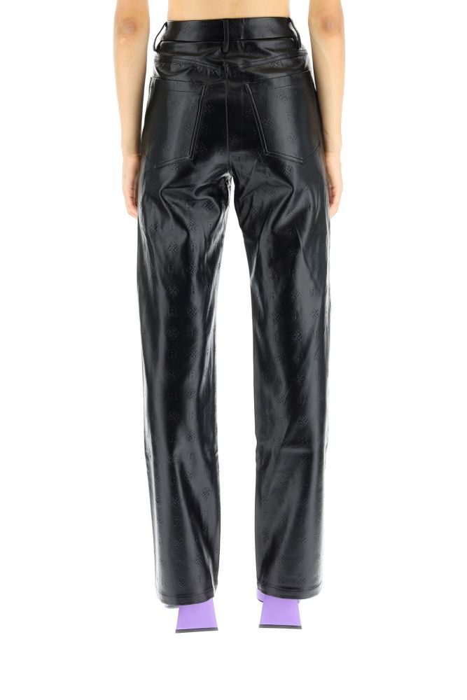 'ROTIE' MONOGRAM FAUX LEATHER PANTS