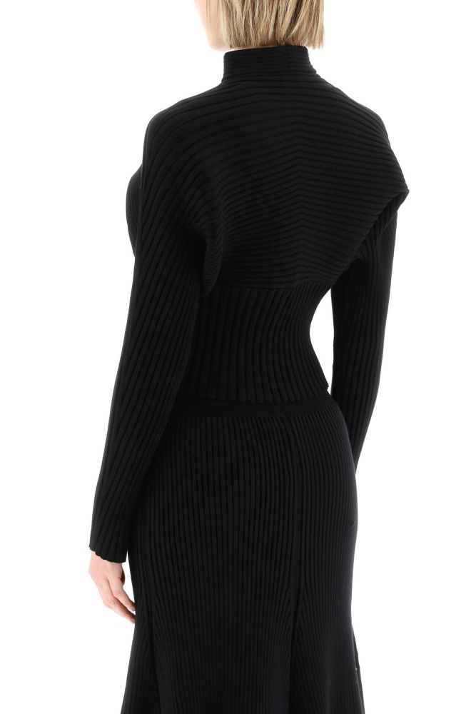 RIBBED STRETCH SWEATER WITH DOLMAN SLEEVES