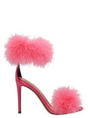 Feather satin sandals