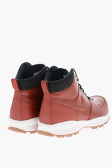 Solid Color Leather MANOA Combat Boots with Track Sole