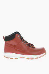 Solid Color Leather MANOA Combat Boots with Track Sole