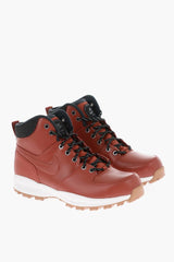 Solid Color Leather MANOA Combat Boots with Track Sole
