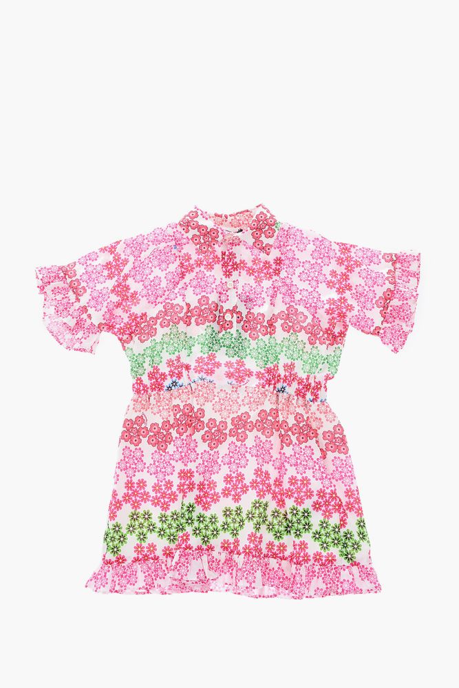 floral patterned 3 buttons shirtdress