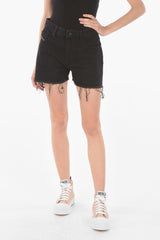 High-rise Denim DE-REG Hot Pants with Frayed Hems